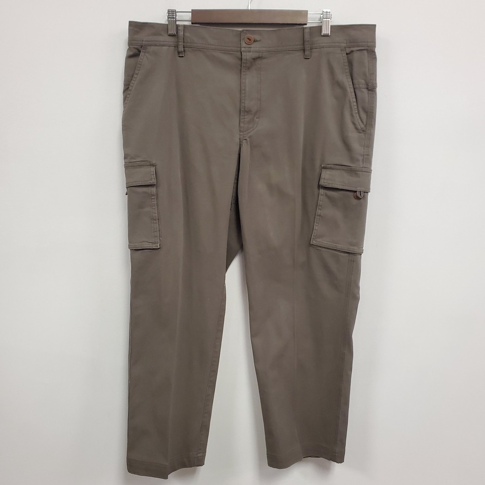 LL Bean Mens BeanFlex Canvas Cargo Pants Size 38X29 Brown Workwear Hiking Trails